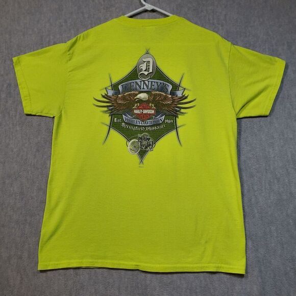 Harley Davidson Shirt Mens Large Yellow Denney's Springfield Missouri Pullover - Picture 7 of 8